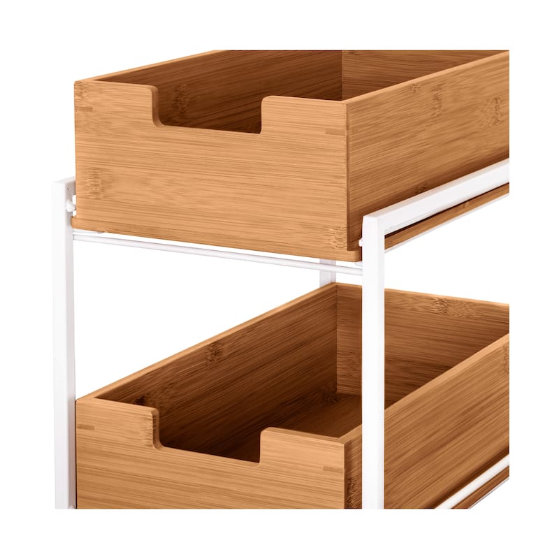Seville Classics 2-Tier Bamboo Sliding Baskets