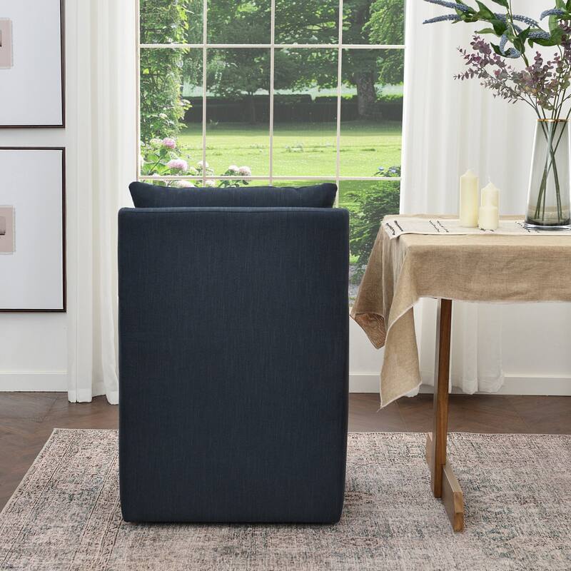 KINWELL 25" Performance Fabric Upholstered Rolling Dining Armchair