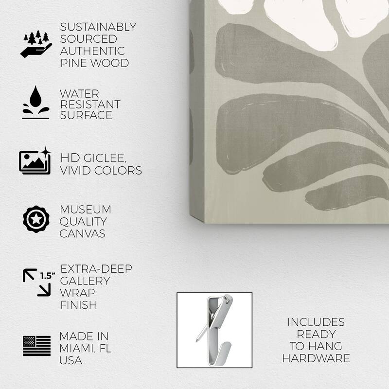 Wynwood Studio Canvas Floral and Botanical Minimalist Floral Cream White and Farmhouse Wall Art Canvas Print