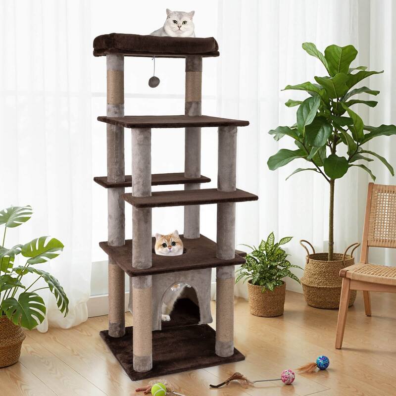 Costway Large Multi-level Cat Tree 58" Tall Cat Tower with Swaying - See Details