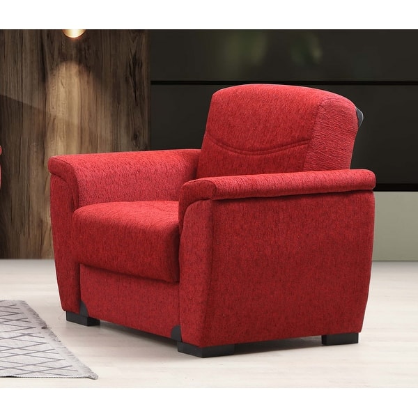 Brooksville Red Fabric Upholstered Convertible Arm Chair with Storage