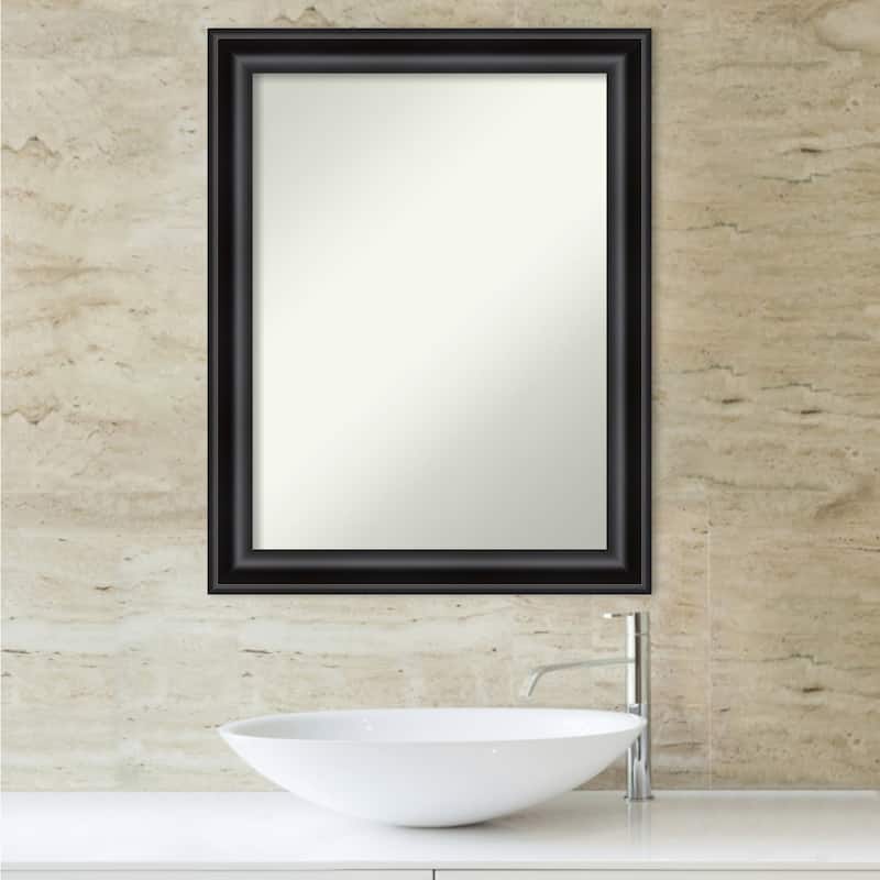 Non-Beveled Bathroom Wall Mirror - Grand Black Narrow Frame