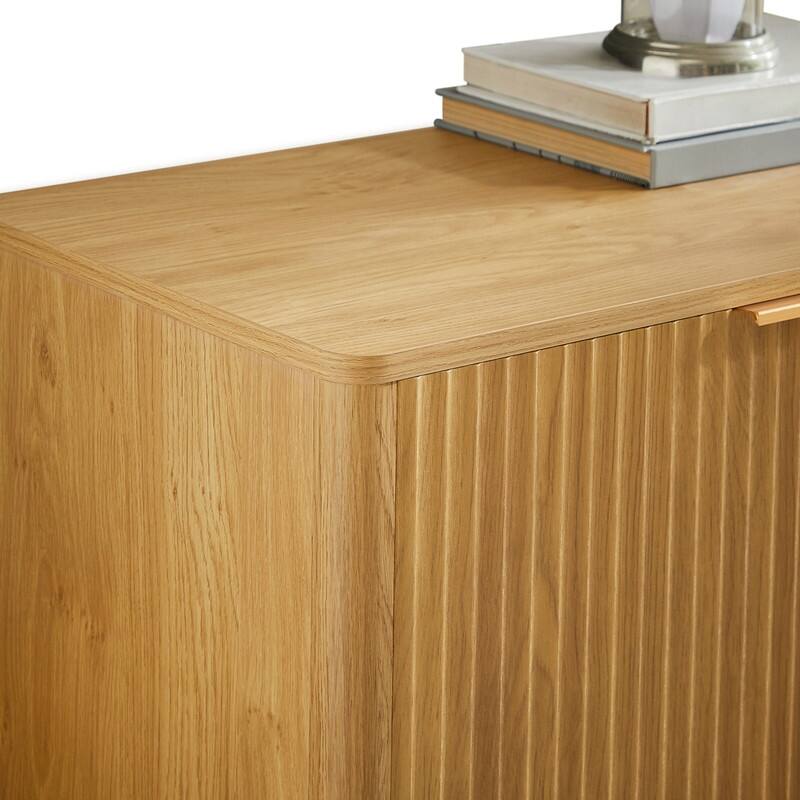 Sideboard Storage Cabinet TV Stand with wave pattern Buffet Cabinet Wooden Vertical Striped Cabinet