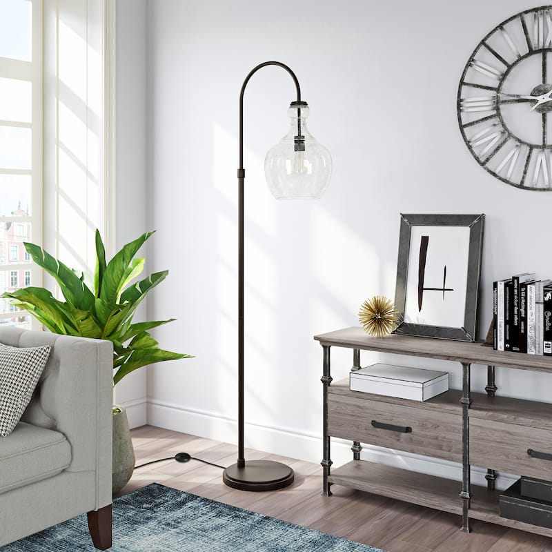 Verona Arc Floor Lamp with Glass Shade