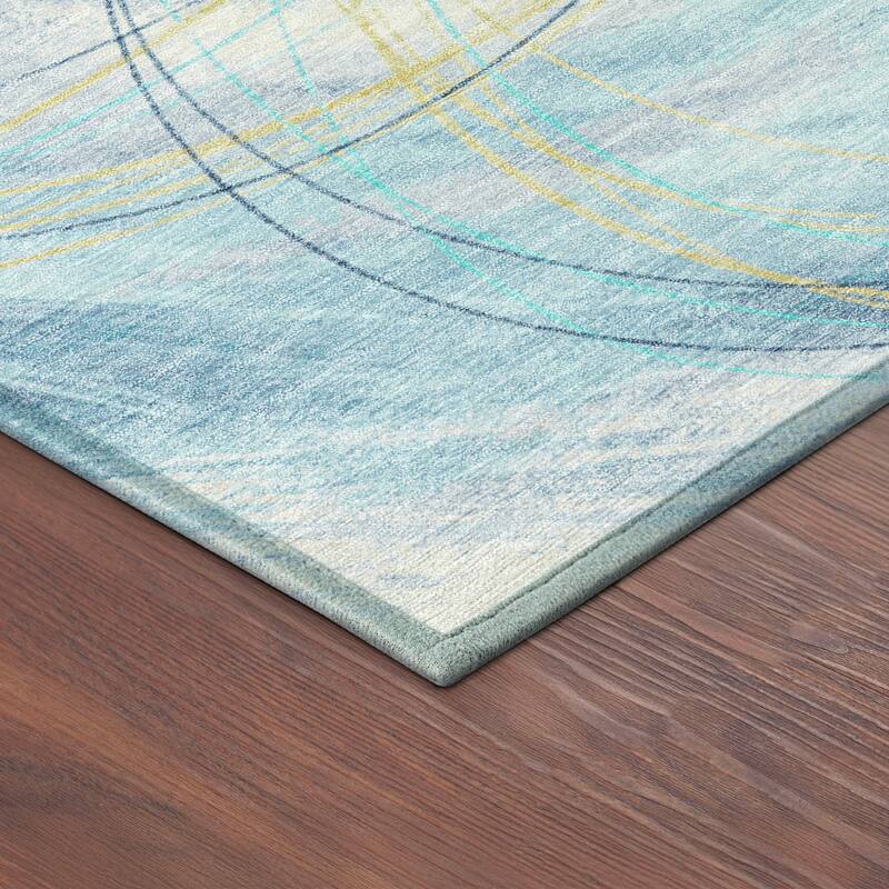 Machine Washable Indoor/ Outdoor Abstract Modern Chantille Rug