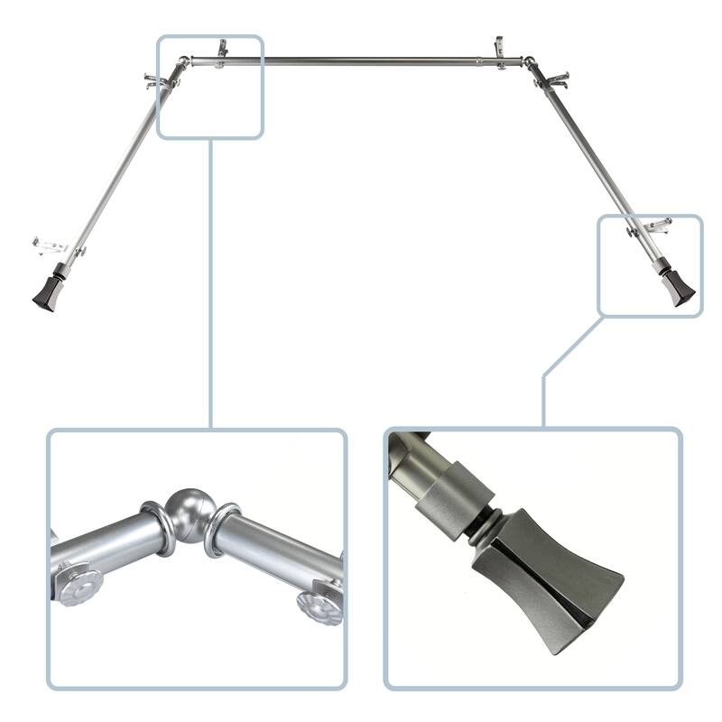 InStyleDesign Tower 13/16" Bay curtain rod 20"-36", 38"-72" - Satin Nickel
