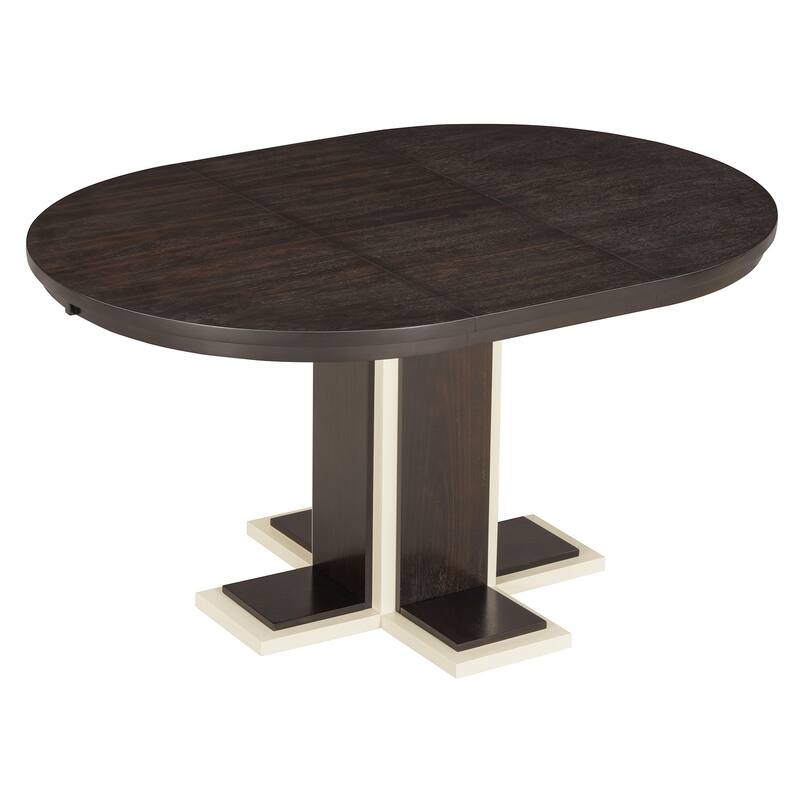 42"-58" Extendable Dining Table with Middle Leaf, Kitchen Table with Cross Base for Dining Room