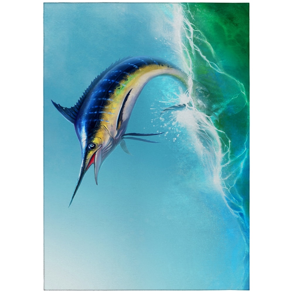 Indoor/Outdoor Harpswell Swordfish Washable Rug