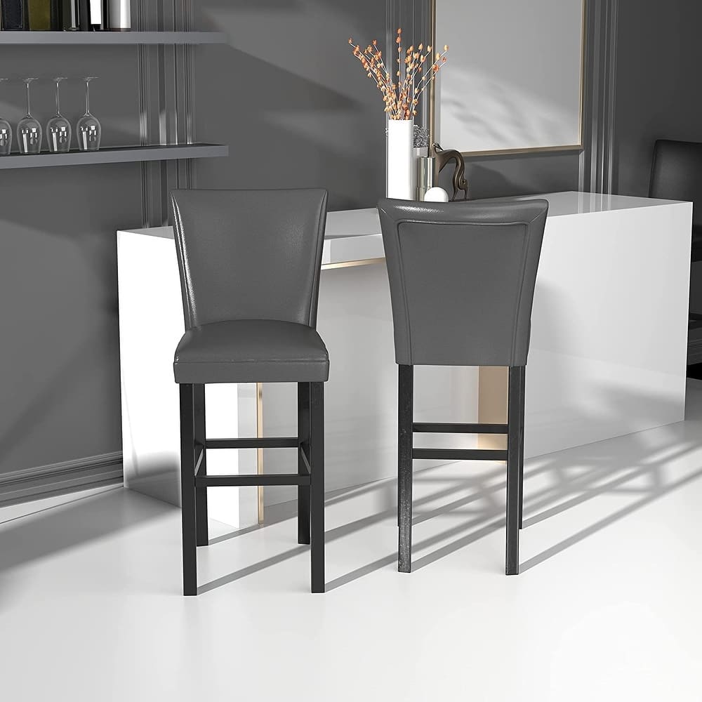 Bar Stools with Back Set of 2, Faux Leather Counter Height Bar Stools