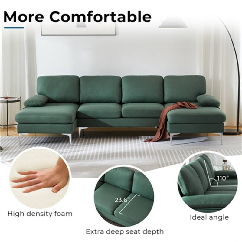 U-Shaped Fabric With Two Imperial Concubine Iron Feet 4 Sectional Sofas