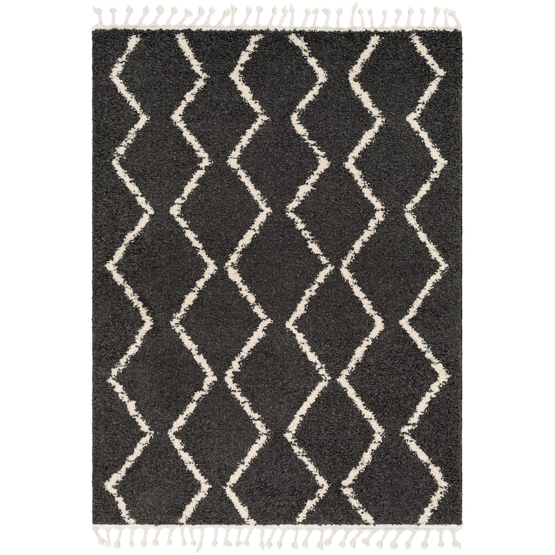 Livabliss Jada Moroccan Stripe Shag Area Rug