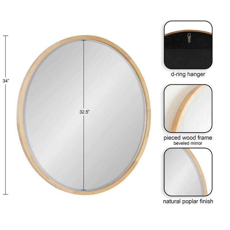 Kate and Laurel McLean Round Wood Framed Wall Mirror
