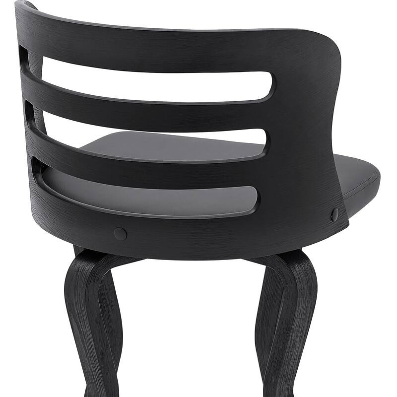 Verne Walnut or Black Wood Upholstered Bar Height Swivel Barstool