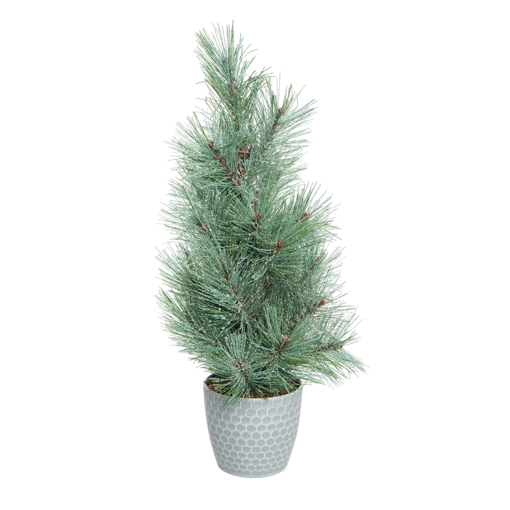 Transpac Artificial 18 in. Green Christmas Bright Tree in Bucket