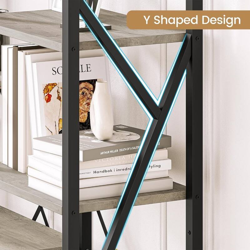 Triple Wide 5 Tier Book shelf,with Open Display Shelves