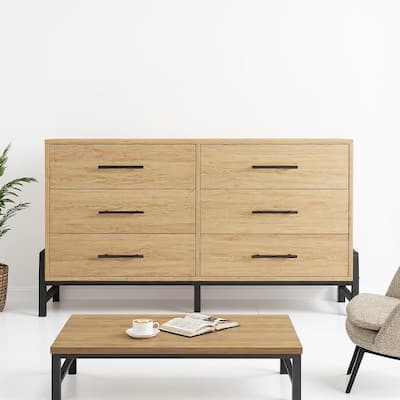 6 Drawers Dresser, with R-Shaped Legs, 52"