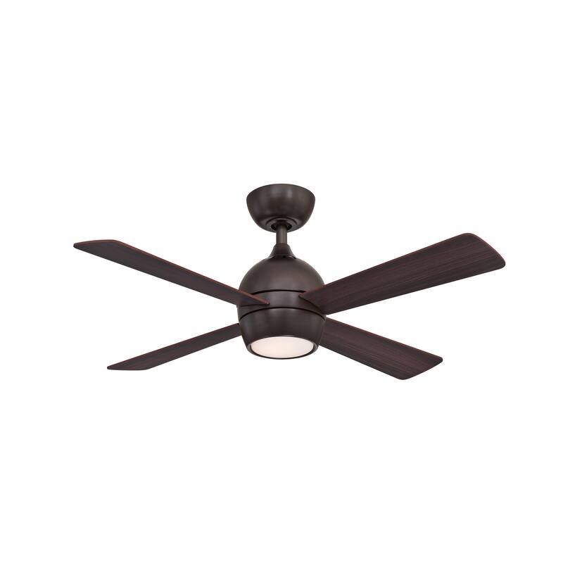 Fanimation Kwad 44 inch Indoor Ceiling Fan with LED Light Kit and Remote - Dark Bronze with Reversible Blades
