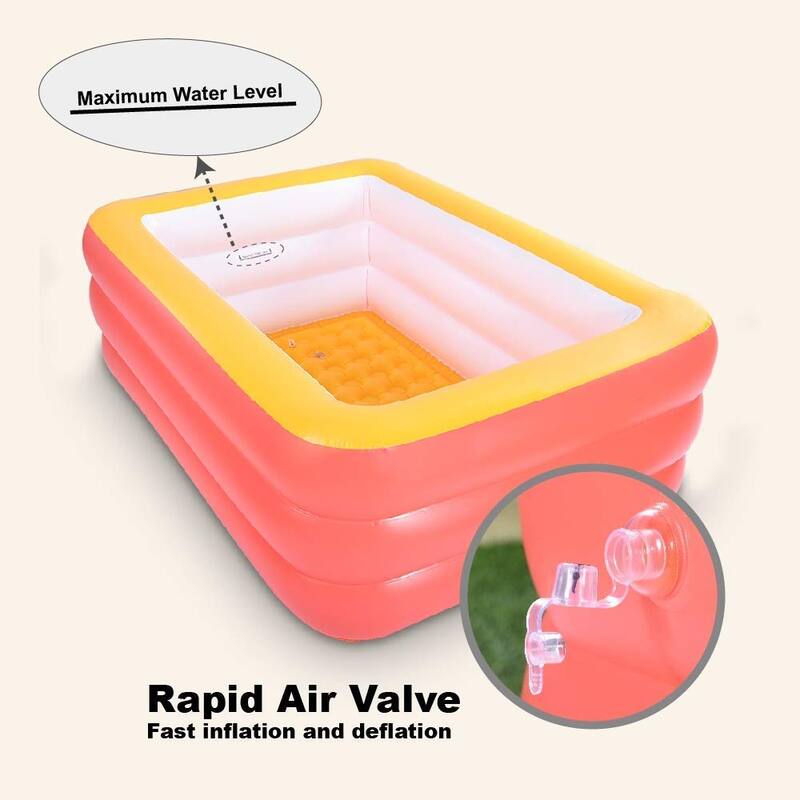 Inflatable Swimming Pool, 59" X 45" X 20" Kiddie Pools with Inflatable Soft Floor, Durable Blow Up Pools