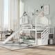 preview thumbnail 4 of 16, Twin over Twin House Bunk Bed with Convertible Slide and Storage Staircase