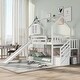 preview thumbnail 4 of 28, Twin over Twin Wood House Bunk Bed with Convertible Slide and Storage Staircase - Space-Saving Design