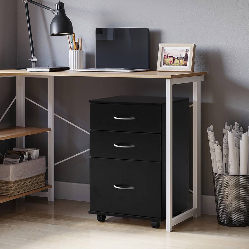 Mobile File Organizer Cabinet with 3 Drawers and Rolling Casters - Perfect for Home Office and Workspace - Fits Under Desk