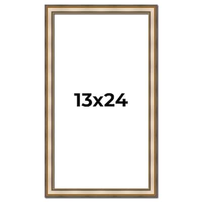 13x24 Frame Gold Solid Wood Shadow Box Width 1.5 Inches | Interior Frame Depth 2 3/8 Inches