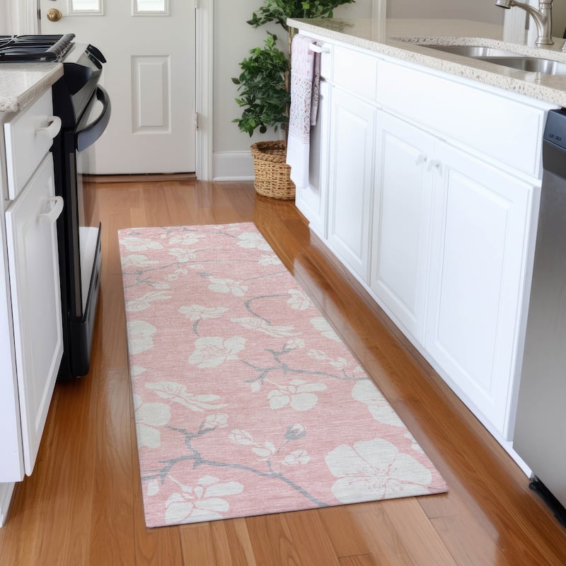 Premium Washable Super Soft Modern Floral Mayfield Rug - Pink - 2'3" x 7'6"