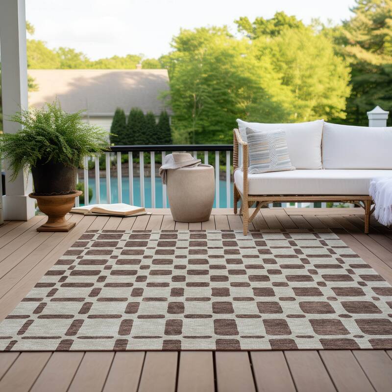 Machine Washable Indoor/ Outdoor Chantille Contemporary Geo Rug