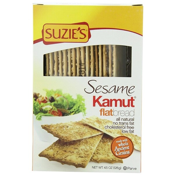 Suzie's Flat Bread - Sesame Kamut - Case of 12 - 4.5 oz.