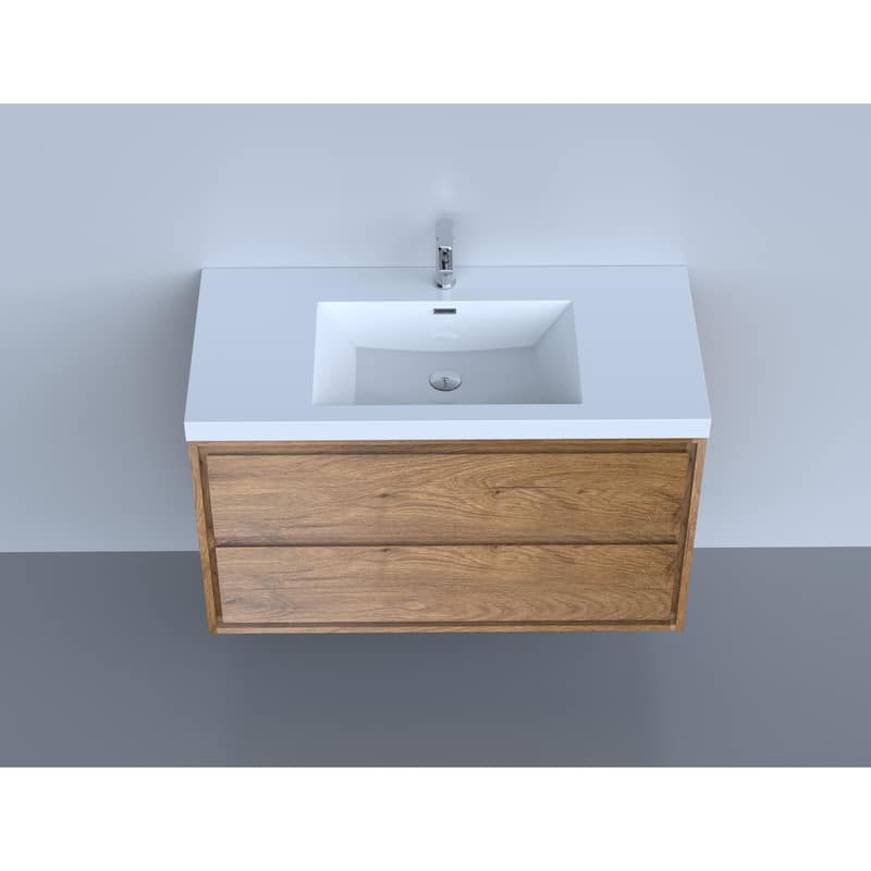 Sage 36" wall mounted bathroom vanity with single basin acrylic top