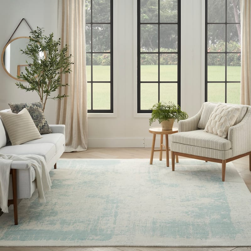 Nourison Harmony Indoor only Blue Abstract Area Rug
