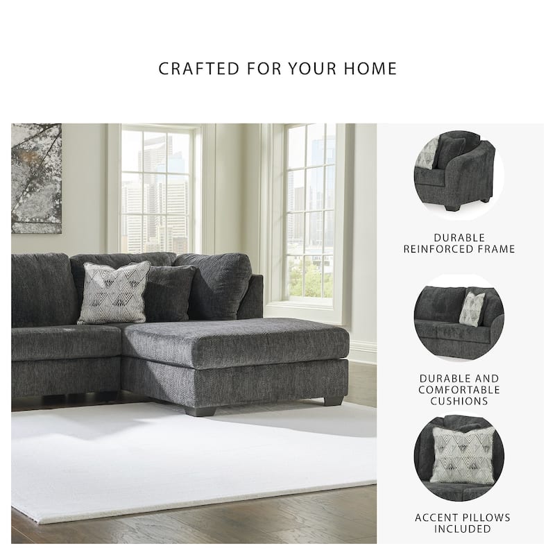 Signature Design by Ashley Biddeford Ebony 2-Piece Sectional with Chaise - 120"W x 75"D x 40"H