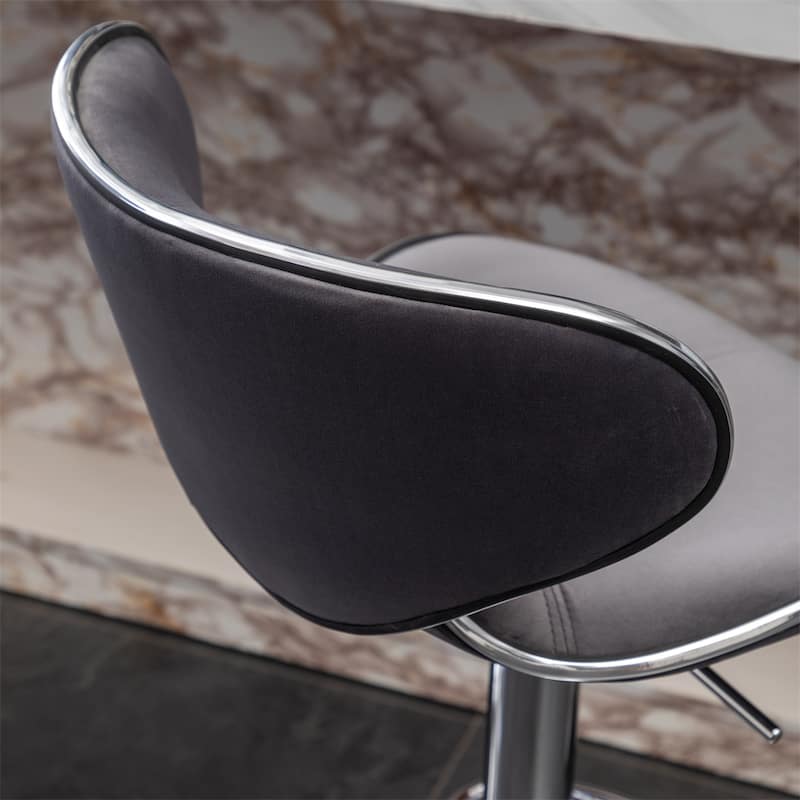Velvet Upholstered Adjustable Swivel Barstool (Set of 2)