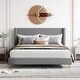 preview thumbnail 5 of 39, Queen Size Corduroy Platform Bed with Tufted Headboard and Metal Legs Grey