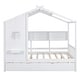 preview thumbnail 9 of 34, Modern Design Full Size House Bed With Wooden Trundle-White