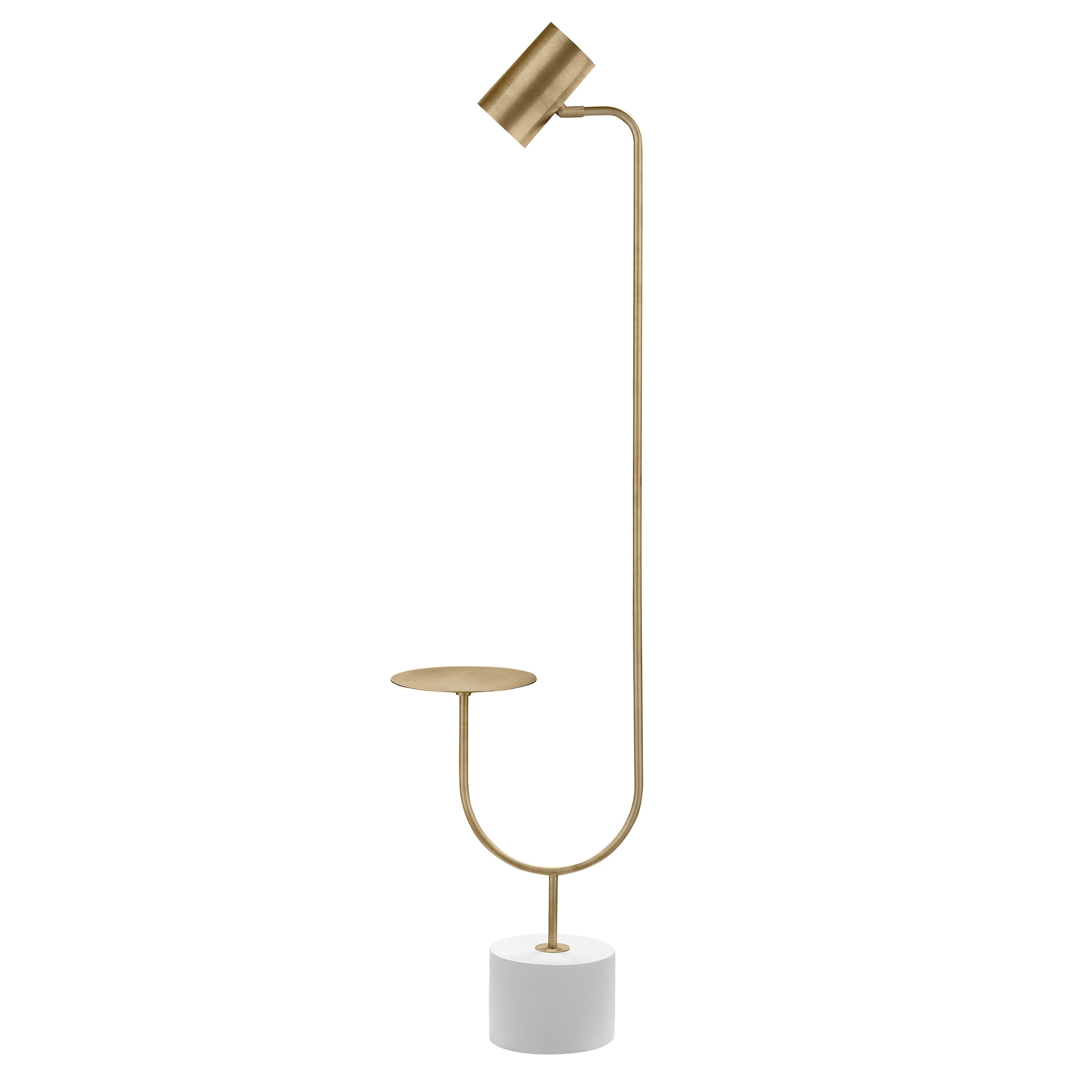 Corletta Antique Brass and Grey Floor Lamp with Round Tray