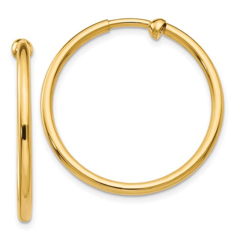 Curata 14k Yellow Gold Polished Non-Pierced 2x25mm Hoop Earrings