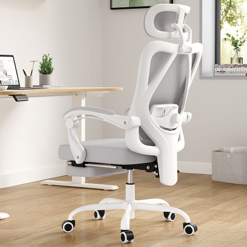 Ergonomic Office Chair with Footrest, Office Desk Chair with Headrest, High Back Computer Chair with Adjustable Lumbar Support