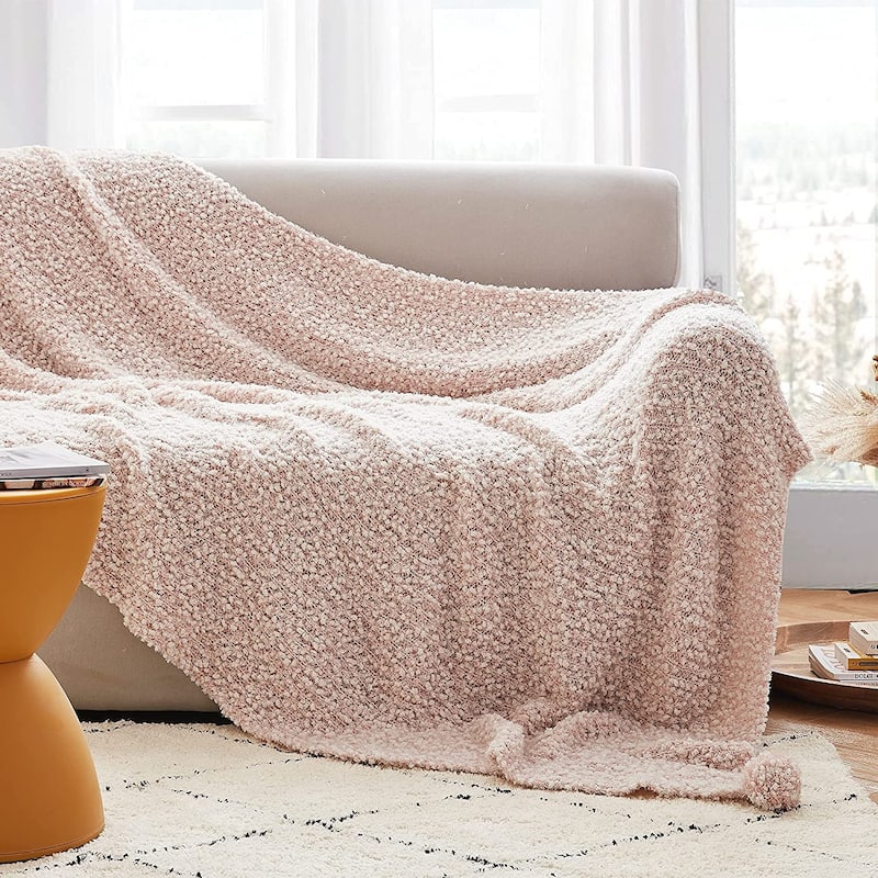 Cozy Potato® Pom Pom Yarn Knit Throw Blanket