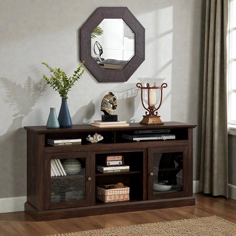 60" Contemporary TV Stand for 65" TVs, Modern Entertainment Console with Open & Closed Storage and Cable Management