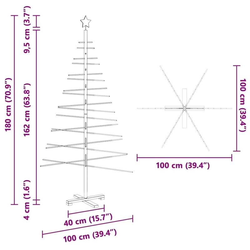 vidaXL Wooden Christmas Tree with Stand Brown bamboo