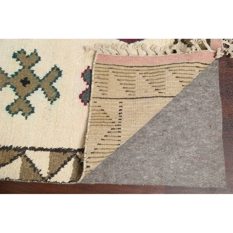 Geometric Moroccan Oriental Area Rug Wool Handmade Dining Room Carpet - 9'0" x 12'4"