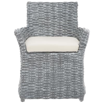 SAFAVIEH Ginny Wicker Washed Out Grey Arm Chair - 28" W x 24" D x 33" H - 28Wx24Dx33H
