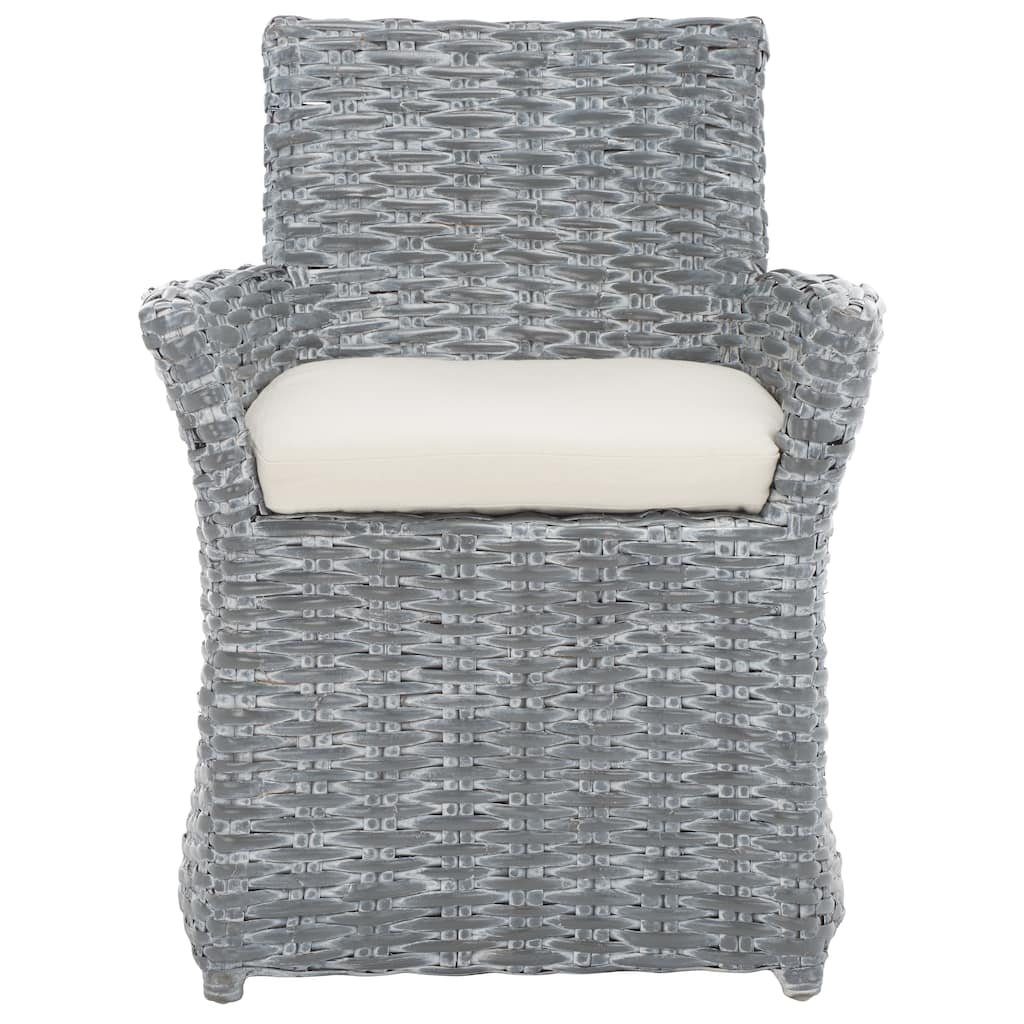 SAFAVIEH Ginny Wicker Washed Out Grey Arm Chair - 28" W x 24" D x 33" H - 28Wx24Dx33H