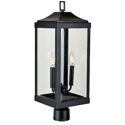 23.4 in. 2-Light Imperial Black Outdoor Post Lantern
