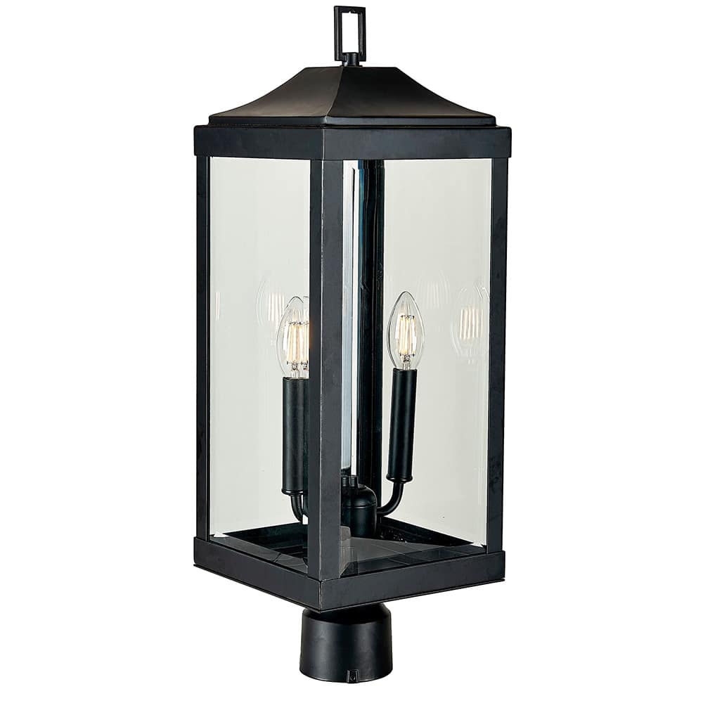 2 Light Outdoor Post Lantern in matte black finish - 23.4"H x 8"W x 8"D