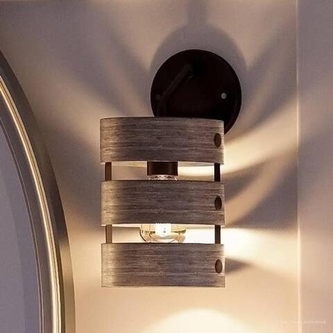 Luxury Modern Farmhouse Bathroom Vanity Light, 12"H x 6"W, with Rustic Style, Charcoal Finish by Urban Ambiance