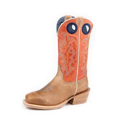 Roper Western Boots Boys Leather Ride 'Em Tan 09-119-7027-8624 TA