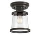 preview thumbnail 2 of 3, Westinghouse Lighting Emma Jane 7-Inch One-Light Outdoor Semi-Flush Mount, Amber Bronze Finish with Clear Seeded Glass - 1-Light