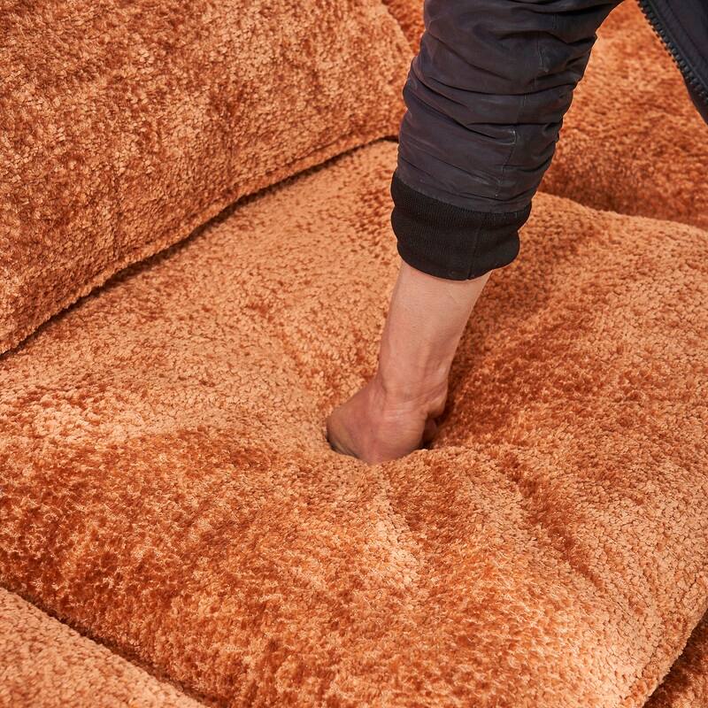 102" Three-seat Chenille L-shaped Sectional Sofa with Ottoman